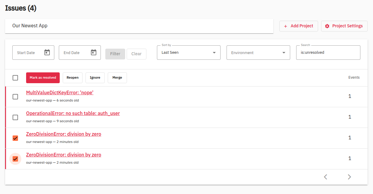 Screenshot of issues to be merged