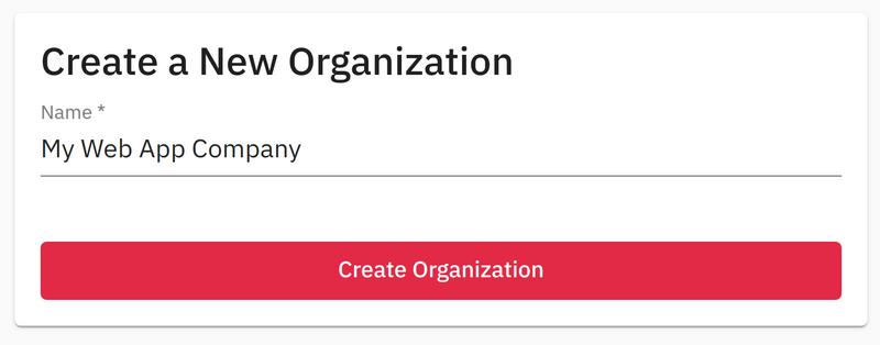 Screenshot of GlitchTip's organization creation form.